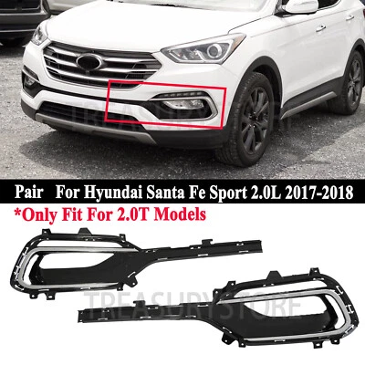 Front Fog Light Bezels Cover Set 2pcs For Hyundai Santa Fe Sport 2.0L 2017-2018 - Image 1 of 4