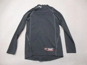 Under Armour HEAT GEAR Size SM Boys Black High Neck Long Sleeve Baseball Top 980 - Picture 1 of 7