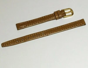Vintage Tan Light Brown Leather Watch Strap Band 8mm Stitched Ladies Girls - Picture 1 of 4