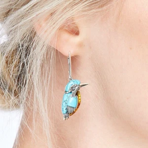 Vintage Turquoise Wedding Ear Hook Jewelry Women Earrings Engagment - Picture 1 of 5