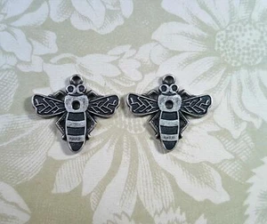 Oxidized Silver Brass Bee Charms (2) - SOS2510 - Picture 1 of 2