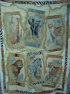 USA Made NWOT Gibson's Safari Animals Tapestry Throw Blanket Afghan #346 - Picture 1 of 2
