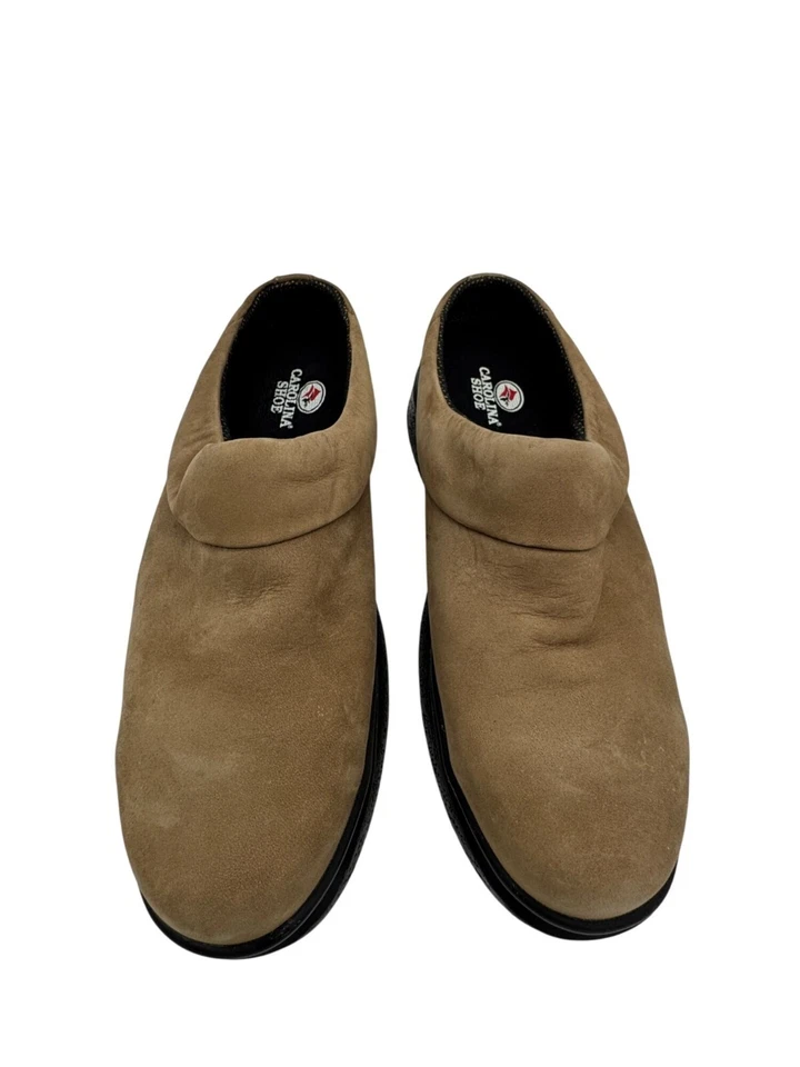 Zapatos zuecos informales de cuero sin cordones Carolina para mujer talla 8,5 marrón acolchado Foto 1 de 4