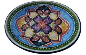 Plato de cerámica mexicano TALAVERA firmado "Arte Cruz Pue Mex"/10,5"L x 8"Wx1"H - Imagen 1 de 4