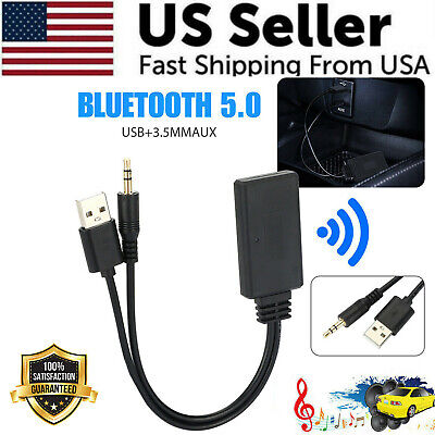 Bluetooth 5.0 Receiver Adapter USB + 3.5mm Jack Stereo Audio For Car AUX Speaker • 9.49$