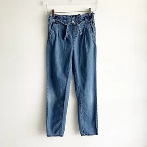 Hudson Girls Large 12/14 Paperbag Chambray Pants Tie Belt Pull On Spring Summer - Picture 1 of 7