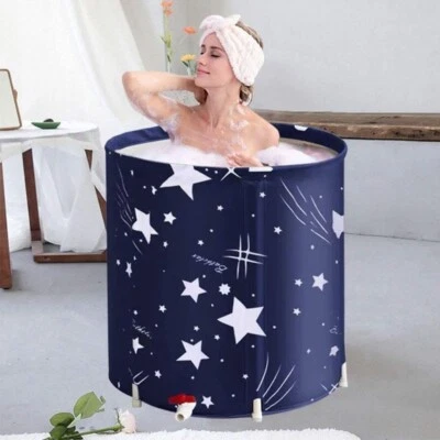 Portable Bathtub Foldable Soaking Bath Tub For Adults Home Spa Hot Ice Bath US - Image 1 of 2