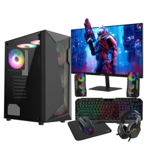 Paquete de PC para juegos Intel i5 RX 580 8 GB gráfico + 16 GB RAM 120 GB SSD + 1 TB HDD 22" - Imagen 1 de 18