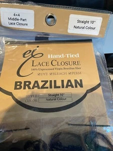 virgin Brazilian middle part Hair hand tie lace closure 10" natural colour - Picture 1 of 3