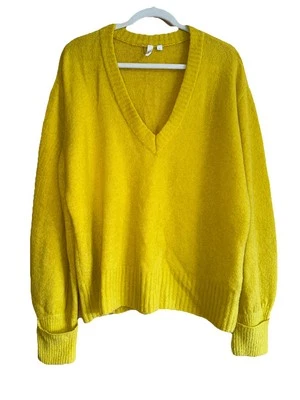 Suéter Elan Grueso Tejido Suave Cuello en V Lana/Zorro Mostaza Gran Tamaño Para Mujer’s L Foto 1 de 4