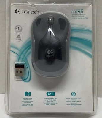Logitech M185 Wireless Mouse Black 910002225 w/ Plug In Nano-receiver - Image 1 of 4
