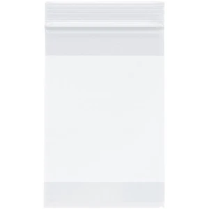 Bolsas de plástico con cierre de cremallera de alta resistencia Plymor 4" x 6", 4 mil con bloque blanco - Imagen 1 de 3