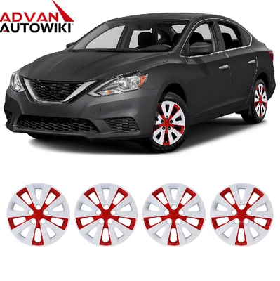 4pcs/set 16''Wheel Rim Cover Hubcaps White&Red Lacquer For 2013-19 NISSAN SENTRA - Изображение 1 из 4