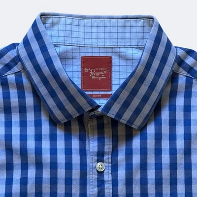 Penquin Men's Blue Plaid Slim Fit Dress Shirt - Size 16.5 34-35 - Image 1 of 4