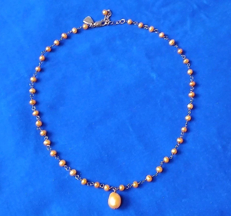 SILPADA Collar Gota Oxidada Perla de Agua Dulce Cobre Plata de Ley 925 Foto 1 de 4