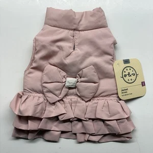 Bond Co. Dog Cat Pet Pink Rose Jacket Ruffles Bow XXS Fall New 9-11 inches - Picture 1 of 8