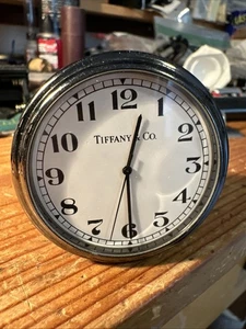 Vintage Tiffany & Co. Small Round Smoked Silver Desk Clock For Parts Or Repair - Picture 1 of 5