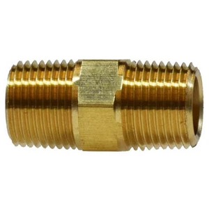 1/2" Male NPTF Hex Nipple Solid Brass Straight Pipe Fitting 1200 PSI Maximum - Picture 1 of 5