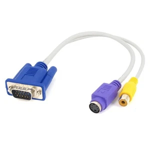PC Computer RCA S-Video Female to VGA Male AV Converter Cable Adapter - Picture 1 of 1