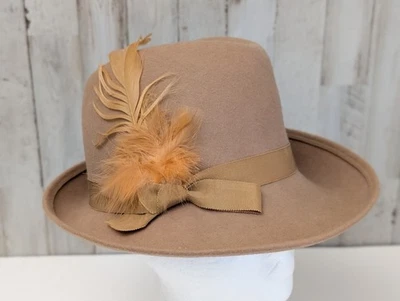 Lancaster Cloche ведро котелок шляпа коричневый 100% шерсти перо богемный город официальный - Изображение 1 из 4