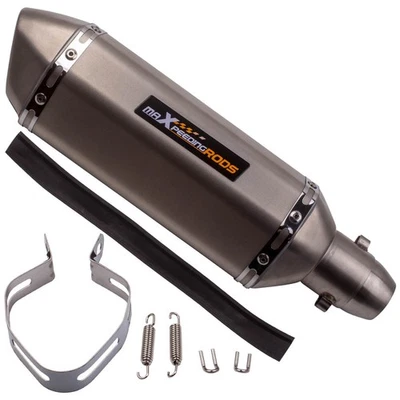 38-51mm Universal Slip On Motorcycle Exhaust Silencers Tail Pipe Muffler - Image 1 of 4