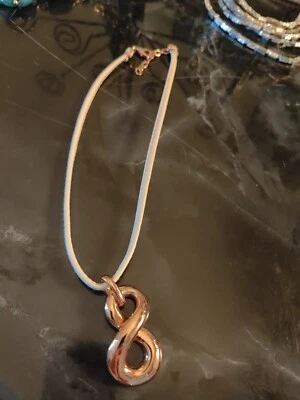Large Infinity Pendant On Leather Necklace  - Image 1 of 4