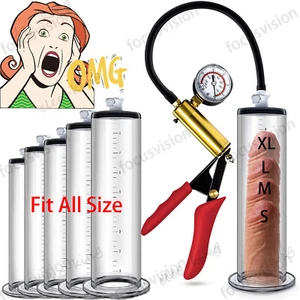 Men Male Penis Pump Male Enhancer Enlarger Enlargement Cylinder Hand-Pump Kit ED - Picture 1 of 38