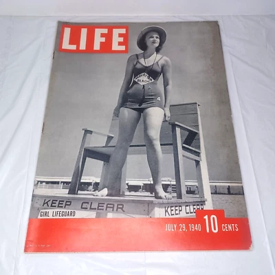 LIFE MAGAZINE July 29 1940 Girl Lifeguard WWII Europe Millet Camel Complete Ads Foto 1 de 2