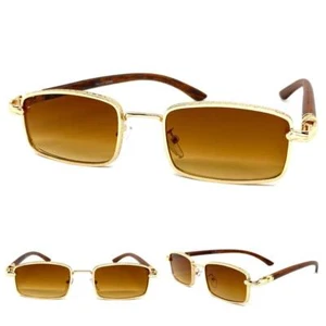 Mens CLASSY Elegant Sophisticated Modern Retro SUN GLASSES Gold Frame Honey Lens - Picture 1 of 6