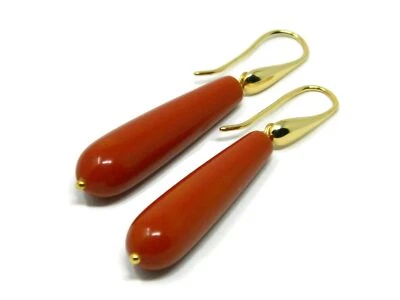 Orecchini corallo rosso Sardegna 6 cm Argento, oro giallo e rosa DodiGioielli.it - Immagine 1 di 3