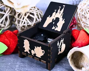 BEAUTY AND THE BEAST Spieluhr Aufzieh Holz handgefertigt Liedergeschichte so alt wie die Zeit - Bild 1 von 9