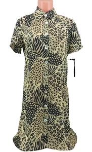 Halmode Petites Ladies Beige, Black, Brown Multi-colored Animal Print Dress. 6 - Picture 1 of 8