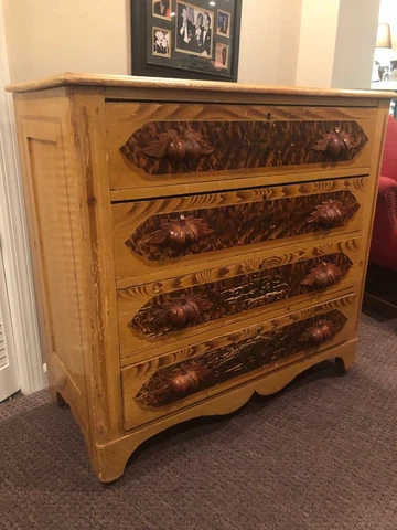 Antique Original Painted Dresser with Carved acorn pulls. Farmhouse Fabulous Cover