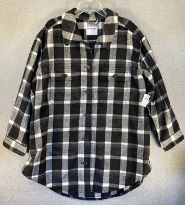 Antigua Chaqueta Camisa Azul Marino Para Mujer XXL Negra Cuadros Búfalo Franela Pesada Chamarra Lana Foto 1 de 4