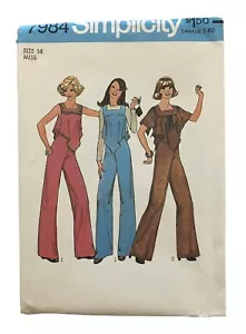 Vtg Simplicity Disco Handkerchief Jumpsuit Pattern 7984 Womens Size 14 70s Uncut - Picture 1 of 12