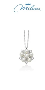 collana di perle unica con bouquet di perle Oriente miluna e in argento - Foto 1 di 7