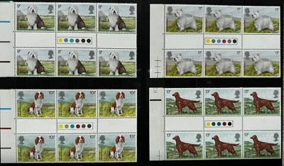 4 Sets of 6 Stamp Blocks of GB 1979 Dogs with traffic light gutter pairs - Image 1 of 4