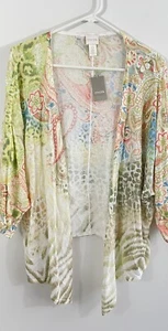 NEW Chicos Cardigan Sweater size 0 women small lightweight open tie front 3/4 sl - Picture 1 of 9