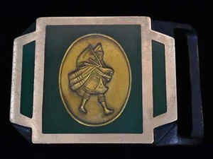 Rare Tech Ether Guild Scottish Sentry Bagpipes Solid Brass Vintage Belt Buckle - Picture 1 of 3