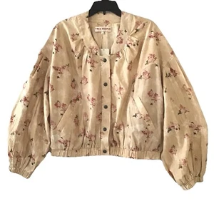 Free People Rory Floral Bomber Jacket Warm Combo Medium NWT - Picture 1 of 3