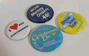 Lot of 4 WALMART ASSOCIATE Pins I Love My Customers Grandparents Day Dress Best - Picture 1 of 5