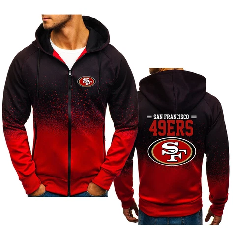 San Francisco 49ers Football Hoodie Zipper Sweatshirt Hooded Fans Sport Jacket Cover
