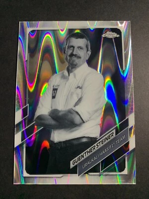 2021 Topps Chrome Formula 1 GUENTHER STEINER B&W RayWave #92 F1 Haas - Image 1 of 2