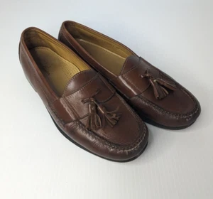 Cole Haan Mens 10 D Pinch Tassel Loafer Brown Leather Slip On Dress Shoe C02995 - Picture 1 of 10