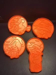 Halloween Orange Plastic Cookie Cutters Whitch Cat 4 Cutters HW-8 - Picture 1 of 4