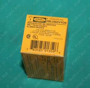 Hubbell HBL5965VYCN 5965VYCN Plug Valise 15A 125V 120v Extension Cord Male Cable - Foto 1 di 4