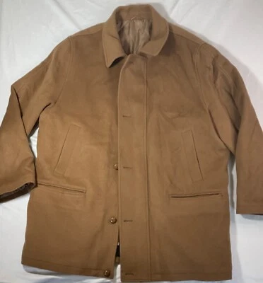 Paul Fredrick Mens Camel Brown Wool Blend Overcoat Size L With Quilted Lining & - Image 1 of 4