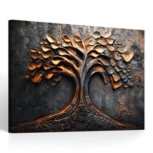 Leinwand Bild Baum Abstrakt Metall Optik Bronze  Wandbilder XXL Wohnzimmer 5413A - Bild 1 von 7