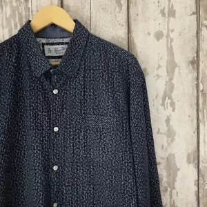 Camisa Original PENGUIN Para Hombre XL Geométrica Azul Marino Manga Larga Abotonada Informal - Imagen 1 de 10