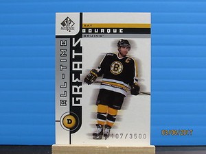 2001-02 SP Authentic #92 Ray Bourque ATG SN 1107/3500